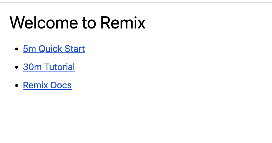 Remix の初期の画面で、Welcome to Remix と表示されている